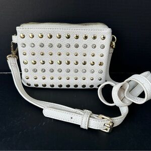 'C' est.1946 CZ Gold Studded Clutch Crossbody Purse